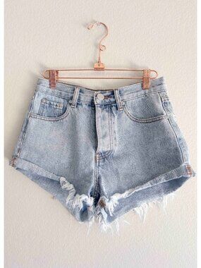 Superdown Button Fly Jean Shorts Womens 27 Blue Y2K Retro